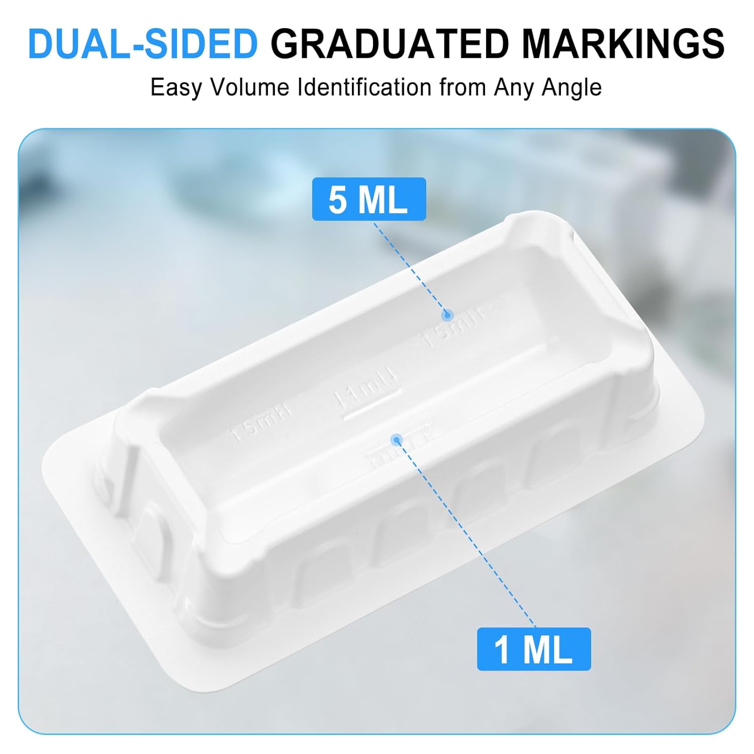4E's USA 100 Pieces 10mL Reagent Reservoir, V-Bottom Low Dead Volume & Angled Flow Design for 8-Channel Pipettes, Dual-Sided Graduations, Anti-Stick Stacking for Laboratory Use