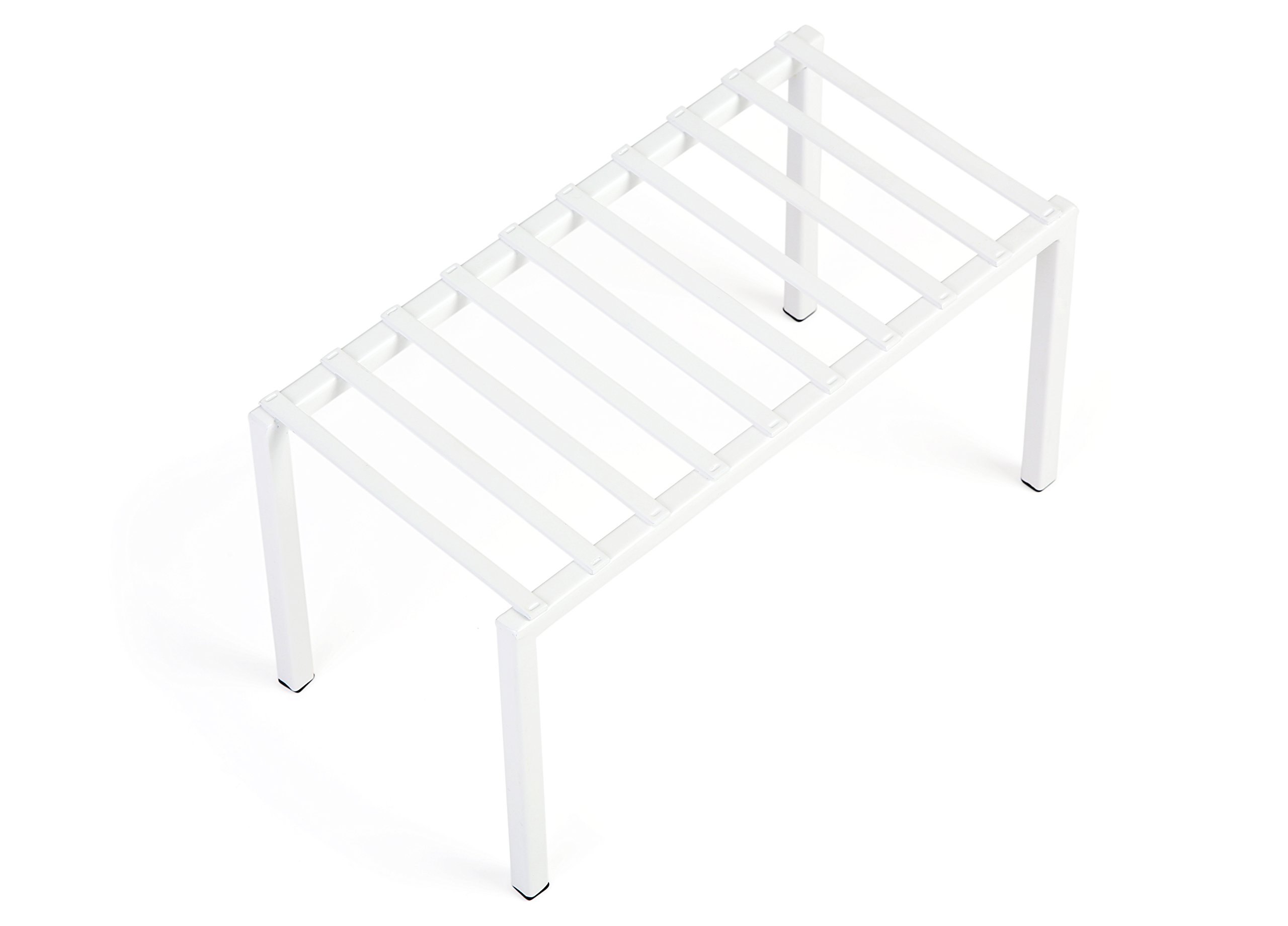 Smart DesignPremium Cabinet Storage Shelf Rack - Medium - 13.25 x 8.5 Inch - Steel Metal - Rust Resistant - Cupboard, Plate, Dish, Cup, Bathroom Counter & Pantry Organization Riser - Kitchen - White