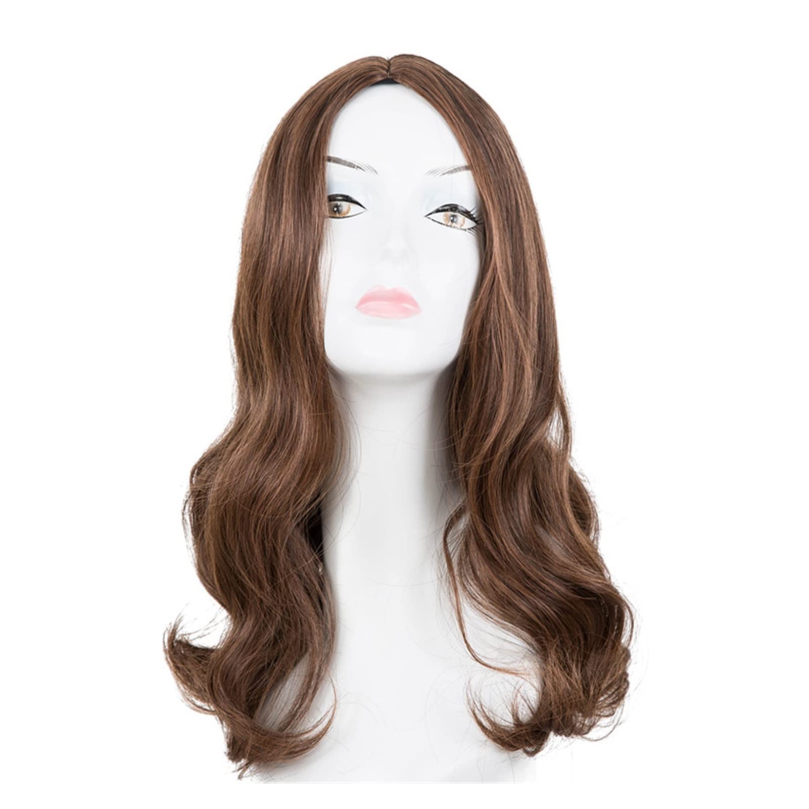 TOMYEUS Perücken Perücke Hitzebeständige mittelgroße lockige mittelgroße Linie Frauen Haarkostüm Halloween Karneval Haarteil perücke Fasching (Color : Schwarz, Stretched Length : 18inches)