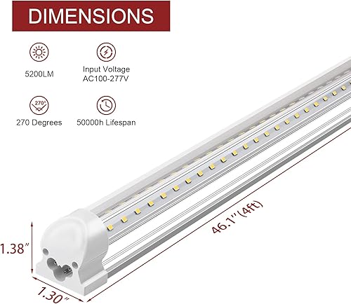 Miniatura 13 de Kihung Lámpara LED de tienda de 3 pies, tubo T8 en forma de V, 30 W, 4680 lm, 6000 K, lámpara LED enlazable para tienda, tubo de luz de 3 pies
