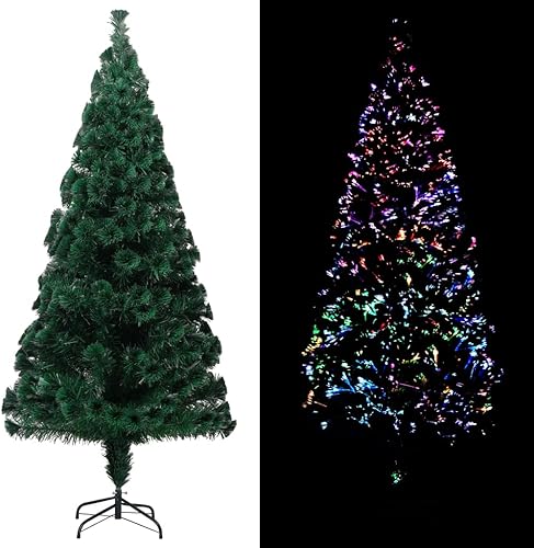 Miniatura 1 de Árbol de Navidad artificial con soporte, fibra óptica verde de 6 pies, ponte festivo con nuestro árbol de Navidad, toque festivo para vacaciones