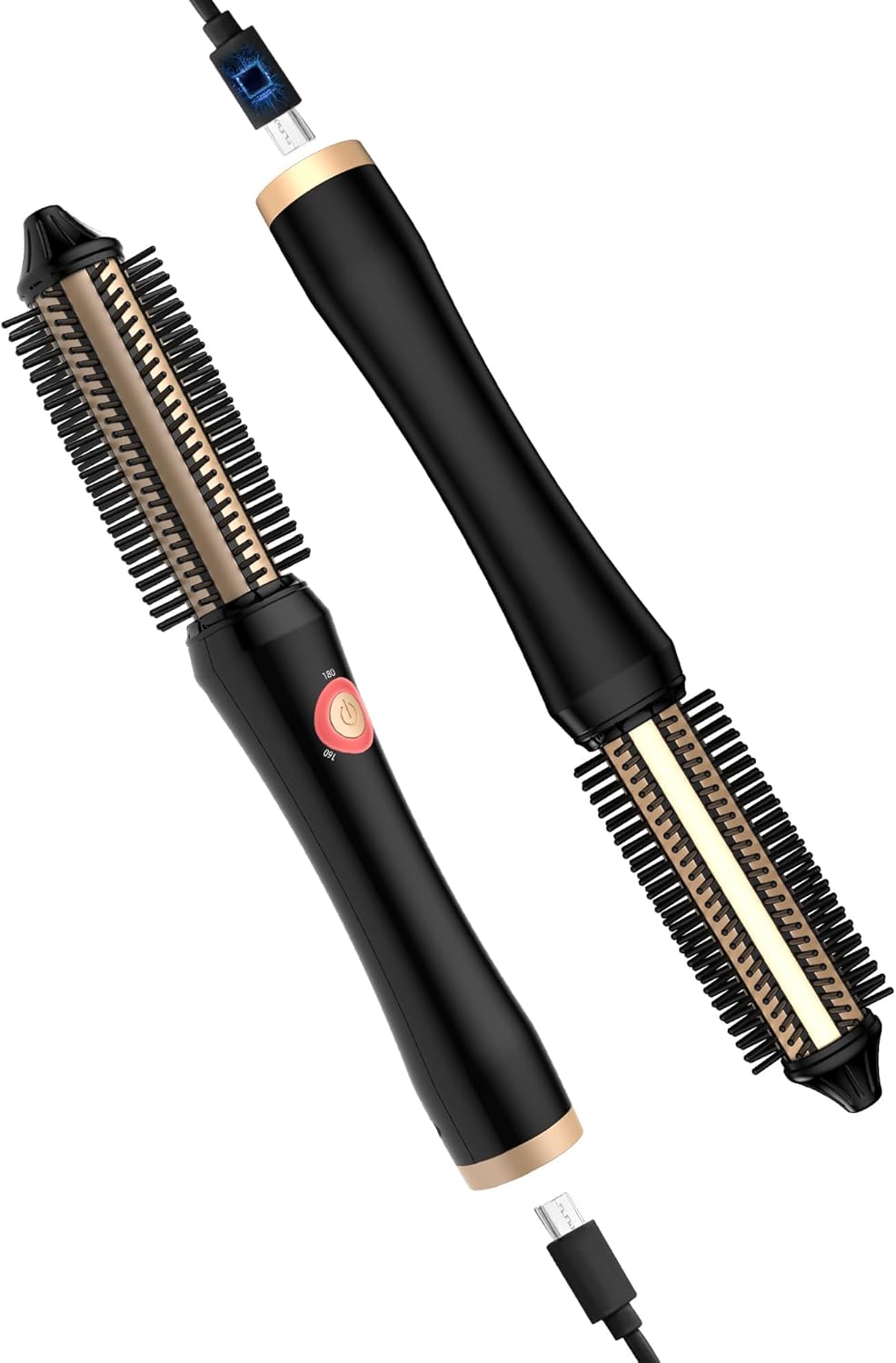 Draadloze Hot Brush ronde borstel, 38 mm, draadloze thermische borstel, thermische borstel, 3-in-1 stylingborstel met krultang, hot comb. Professionele draadloze warmteborstel voor op reis