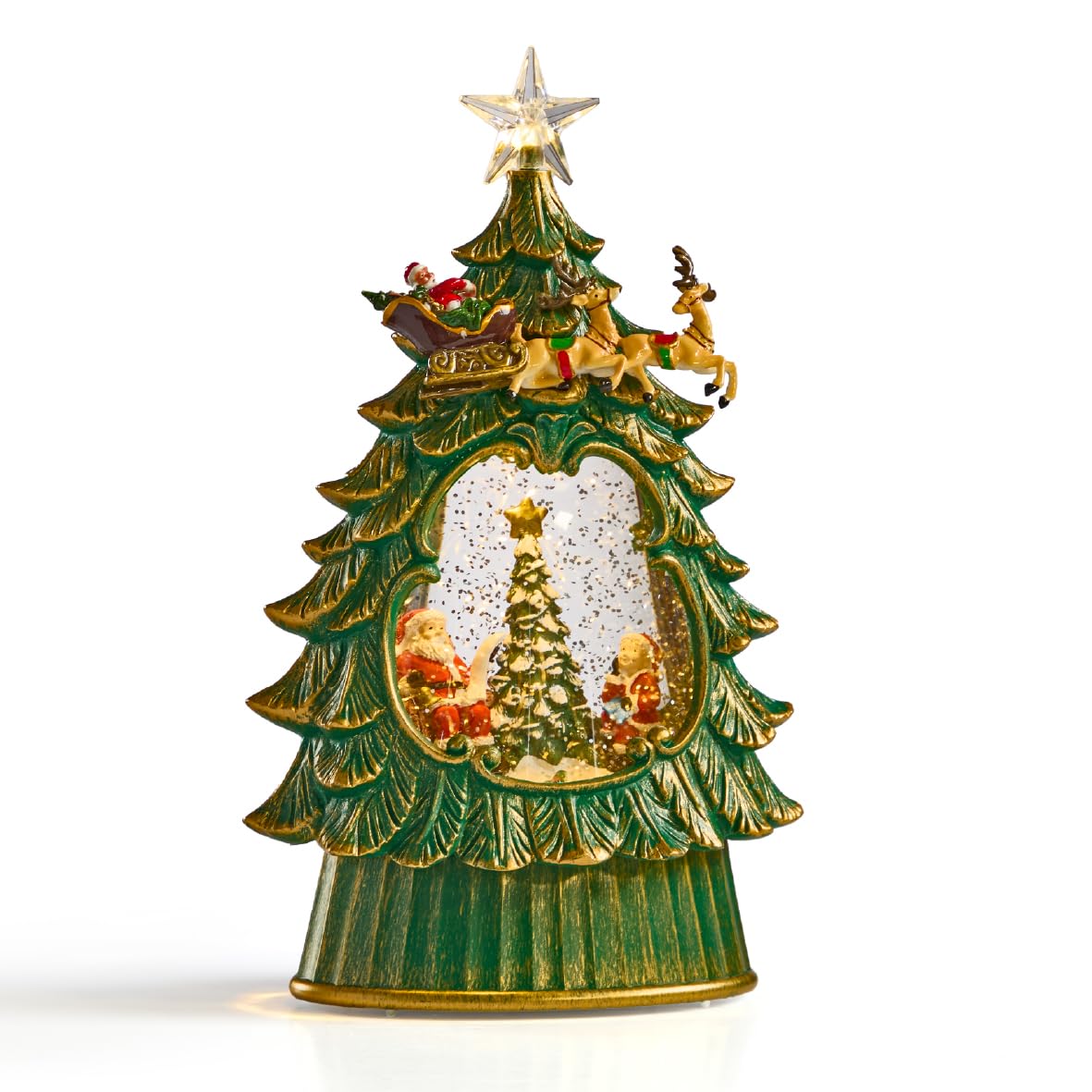 The Christmas Workshop Light-Up Snow Globe/Festive Design with Swirling Glitter and Warm White LED Glow/Battery or Mains Powered (Christmas Tree)