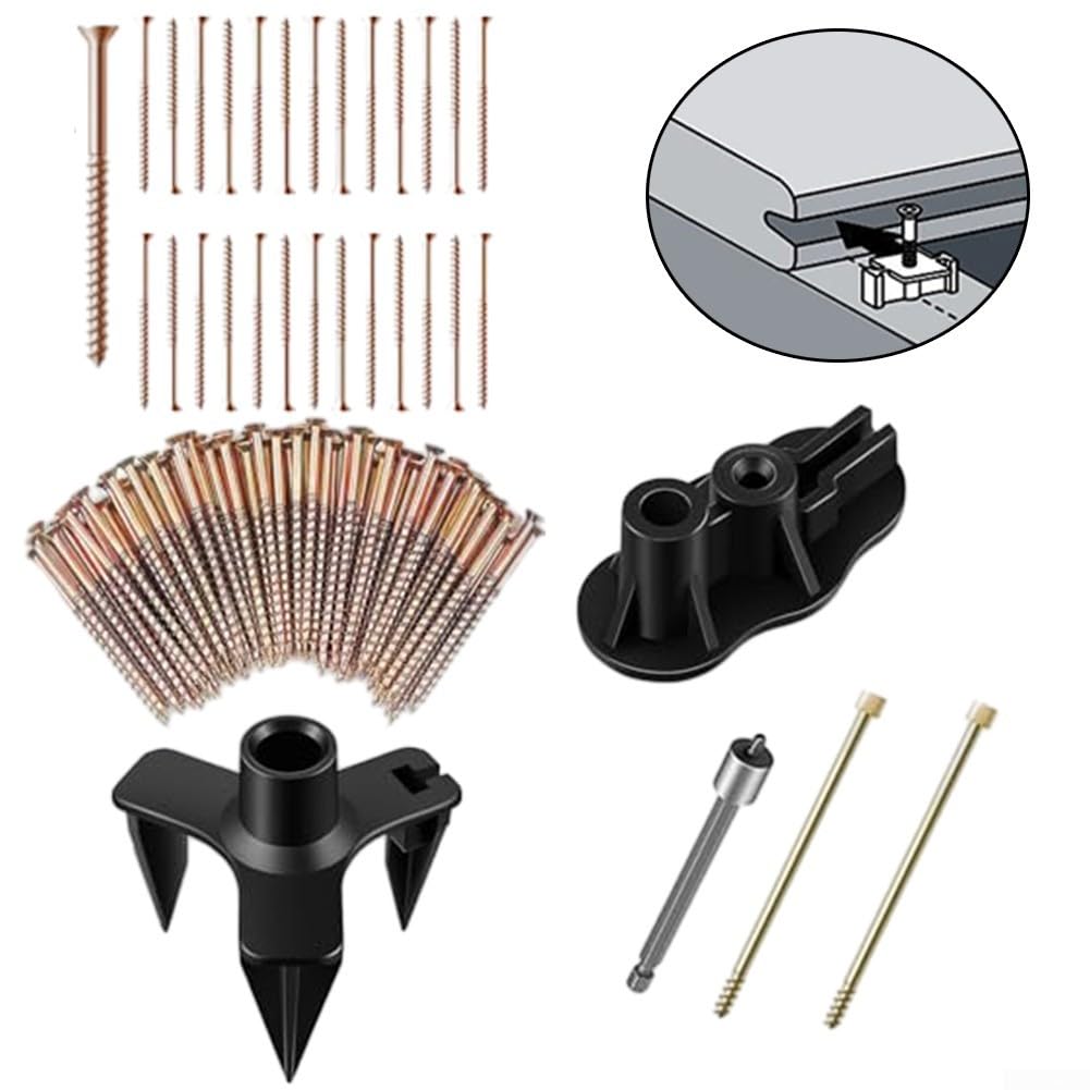 El kit Squeak No More elimina el chirrido del suelo, se adapta a la mayoría de suelos de madera dura, kit de reparación de suelos, contiene 5 herramientas auxiliares y 50 tornillos