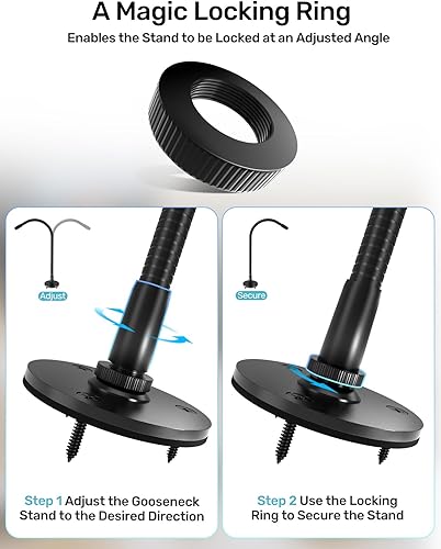 Miniatura 7 de Soporte de micrófono de cuello de cisne de 19 pulgadas, montaje en escritorio y pared, soporte de brazo de micrófono flexible resistente con base de