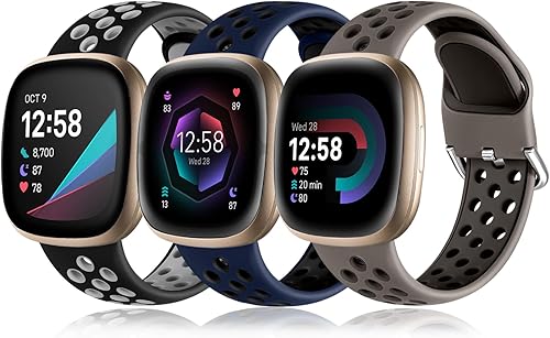 Miniatura 1 de Getino Compatible con Fitbit Sense 2Sense BandsVersa 4Versa 3 bandas para mujeres y hombres, accesorios únicos de silicona impermeable, correa
