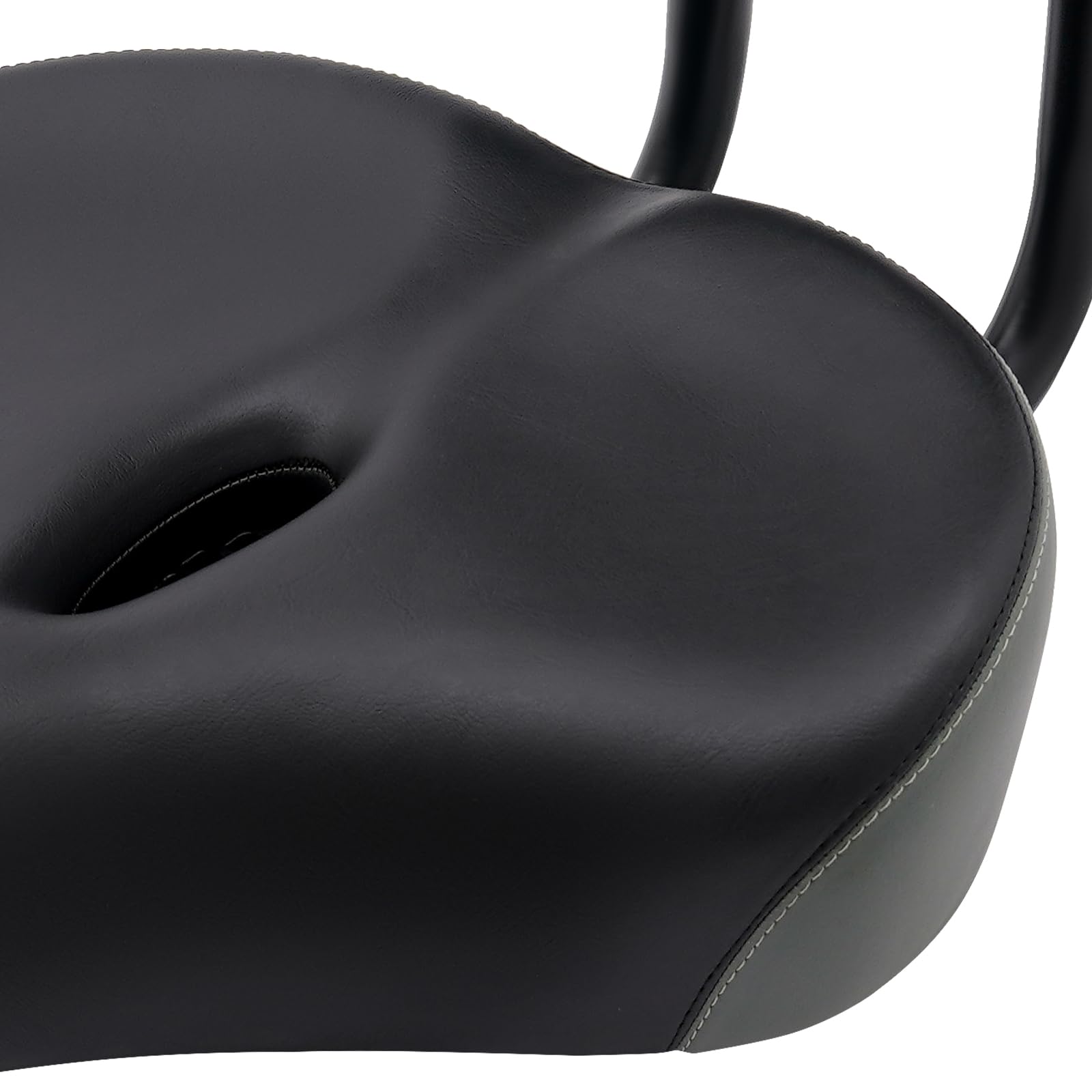 Sillín de bicicleta con respaldo, asiento ergonómico de triciclo ajustable, cómodo asiento de bicicleta para adultos y mayores, ancho 33 cm, cojín con ventilación, hasta 100 kg, color negro y gris