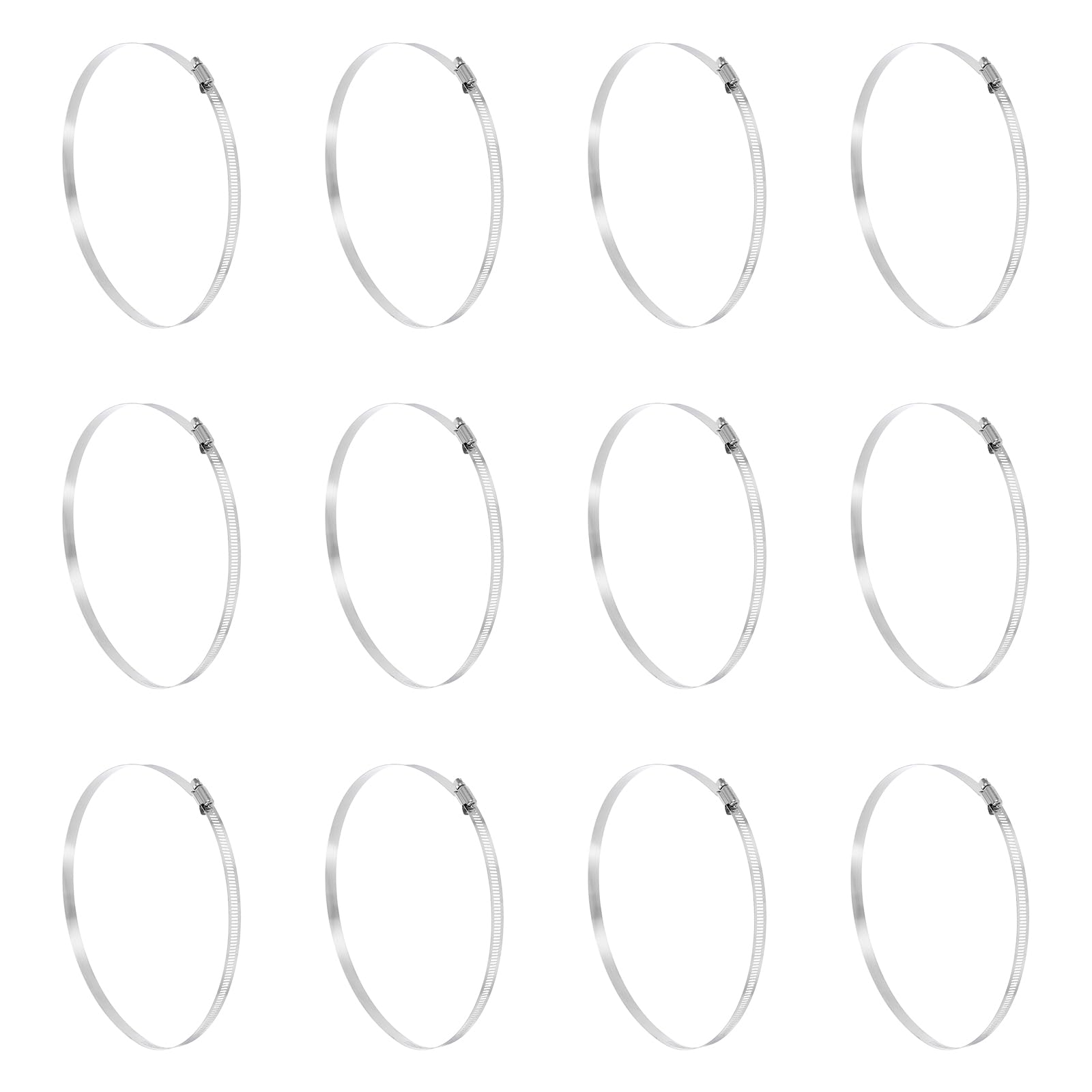 sourcing map 12 Pcs Hose Clamp 8-3/8"-9-1/4" (213-235mm) 304 Stainless Steel Adjustable Worm Gear Hose Clamp Assortment Kit for Fuel Line Pipe Plumbing Automotive Tube Mechanical