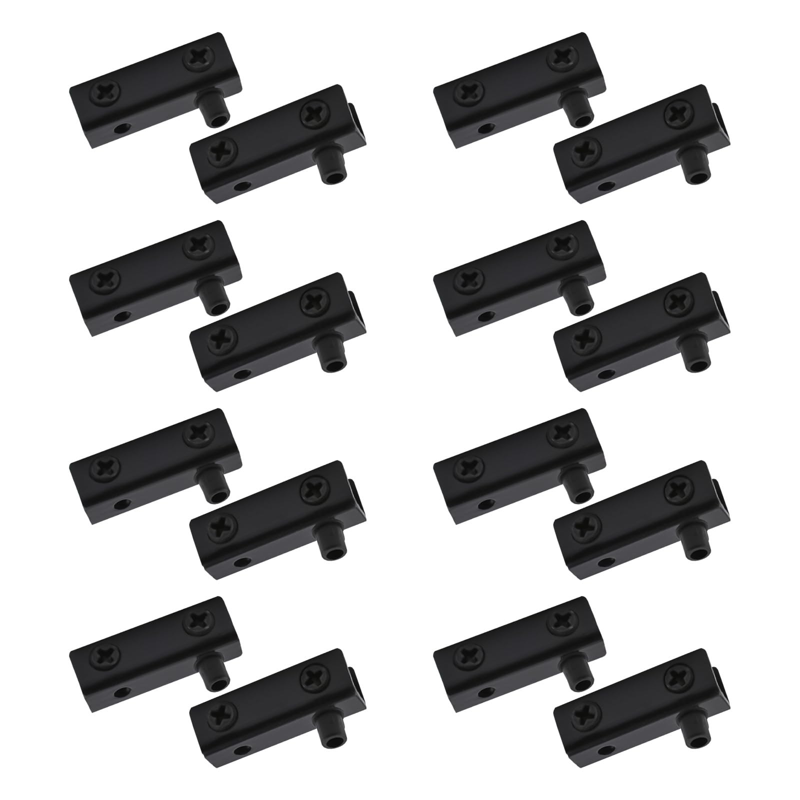 UFURMATE 16Pcs Glass Door Hinge Black Frameless Glass Door Pivot Hinges Clamp Adjustable Cabinet Pivot Hinge Clip Replacement Kit