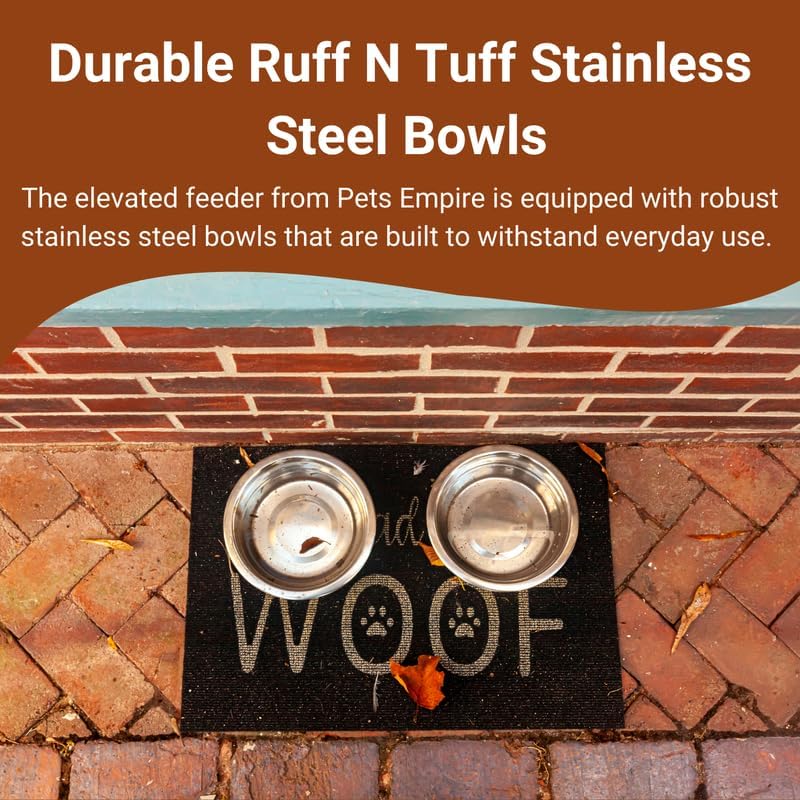 Image of Pets Empire Stainless Steel Dog Cat Double Diner Pet Bowl - 2 Pet Dishes Package Set for Drinking or Eating Dog Bowl (1 Piece) 2 X 200 ML