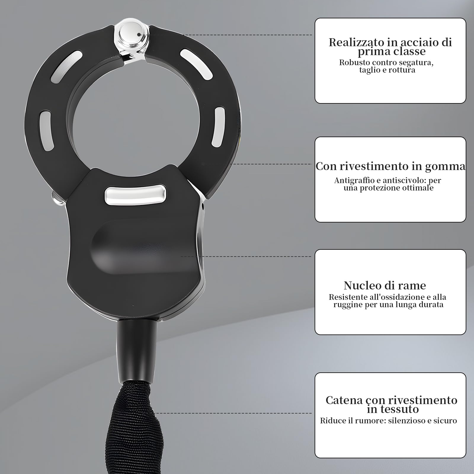Antifurto Monopattino Elettrico, Catena da 8 mm lucchetto monopattino elettrico con chiave, Lucchetto per bicicletta da 92cm, Lucchetto ad alta sicurezza, scooter (Nero)