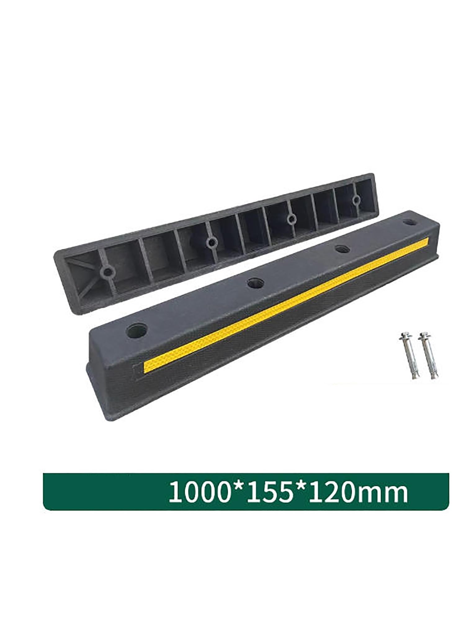 Fermaruota in gomma resistente, blocca spazio parcheggio e protezione per vialetto, garage o lotto, facile installazione, resistente alle intemperie, 100 x 15,5 x 12 cm