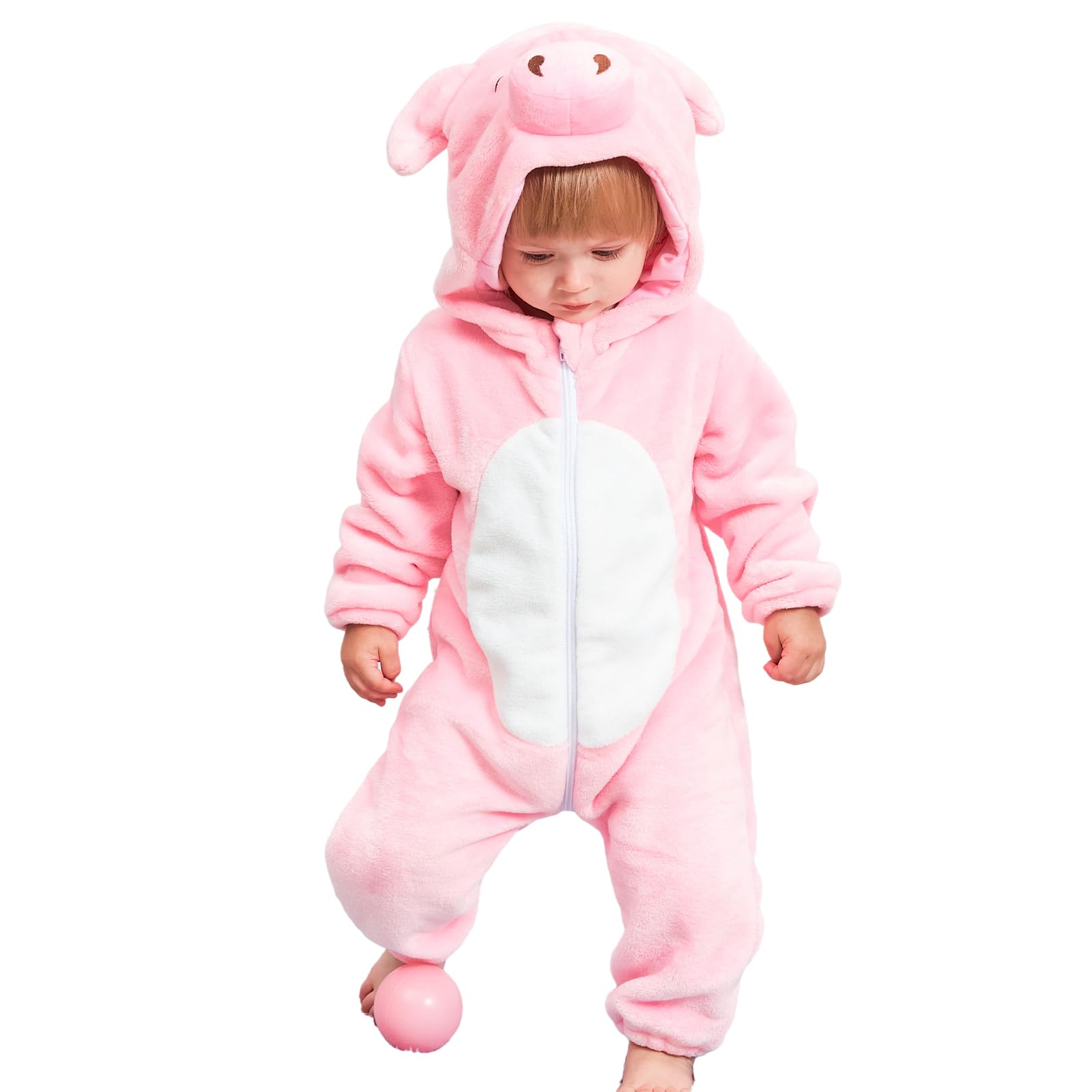 BETTERFUN Unisex Baby Animal Romper Hooded Jumpsuit Outfits for Kids 4 to 5 Years, Pig