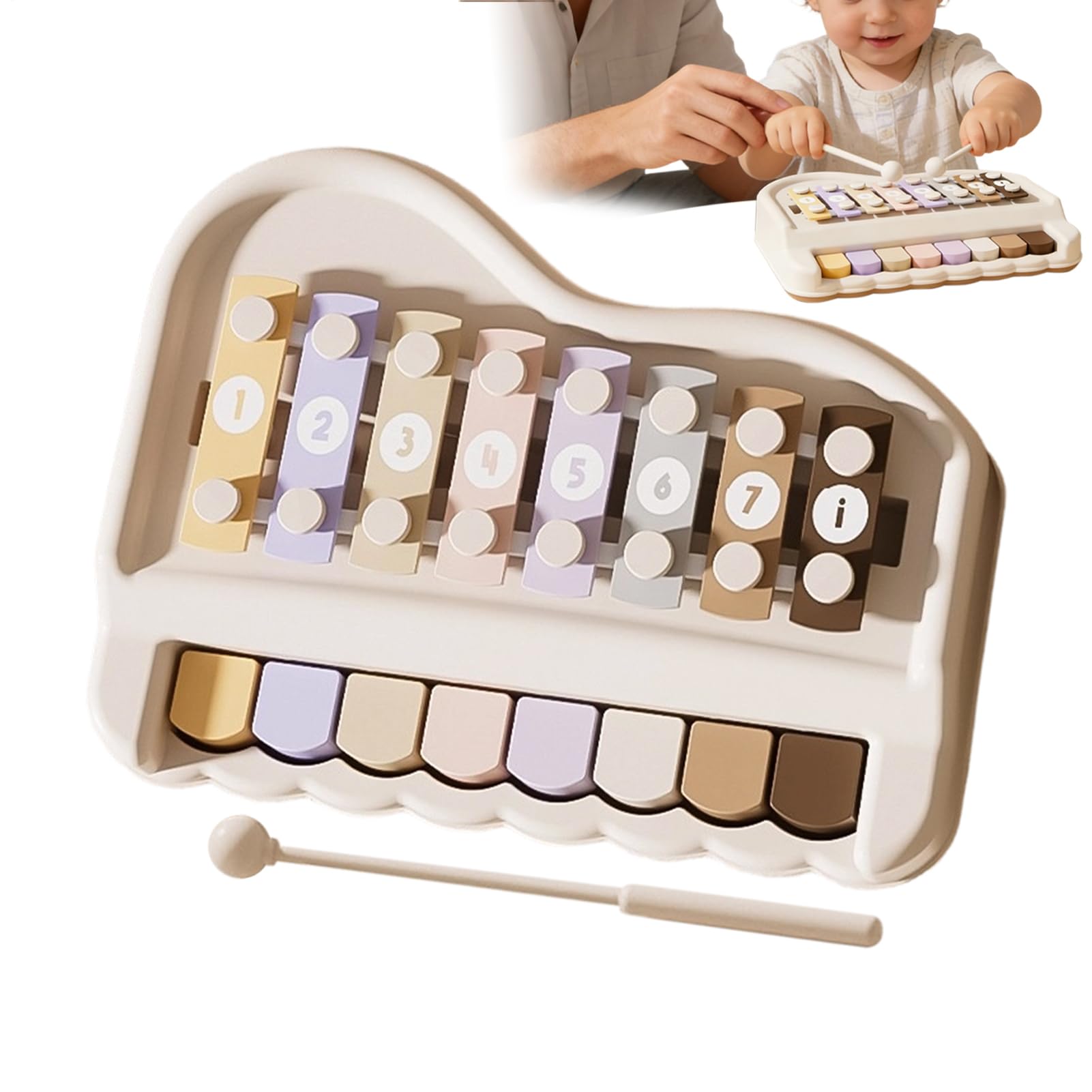 Piano juguete para niños portátil con 8 teclas de colores musicales para casa y exteriores 8