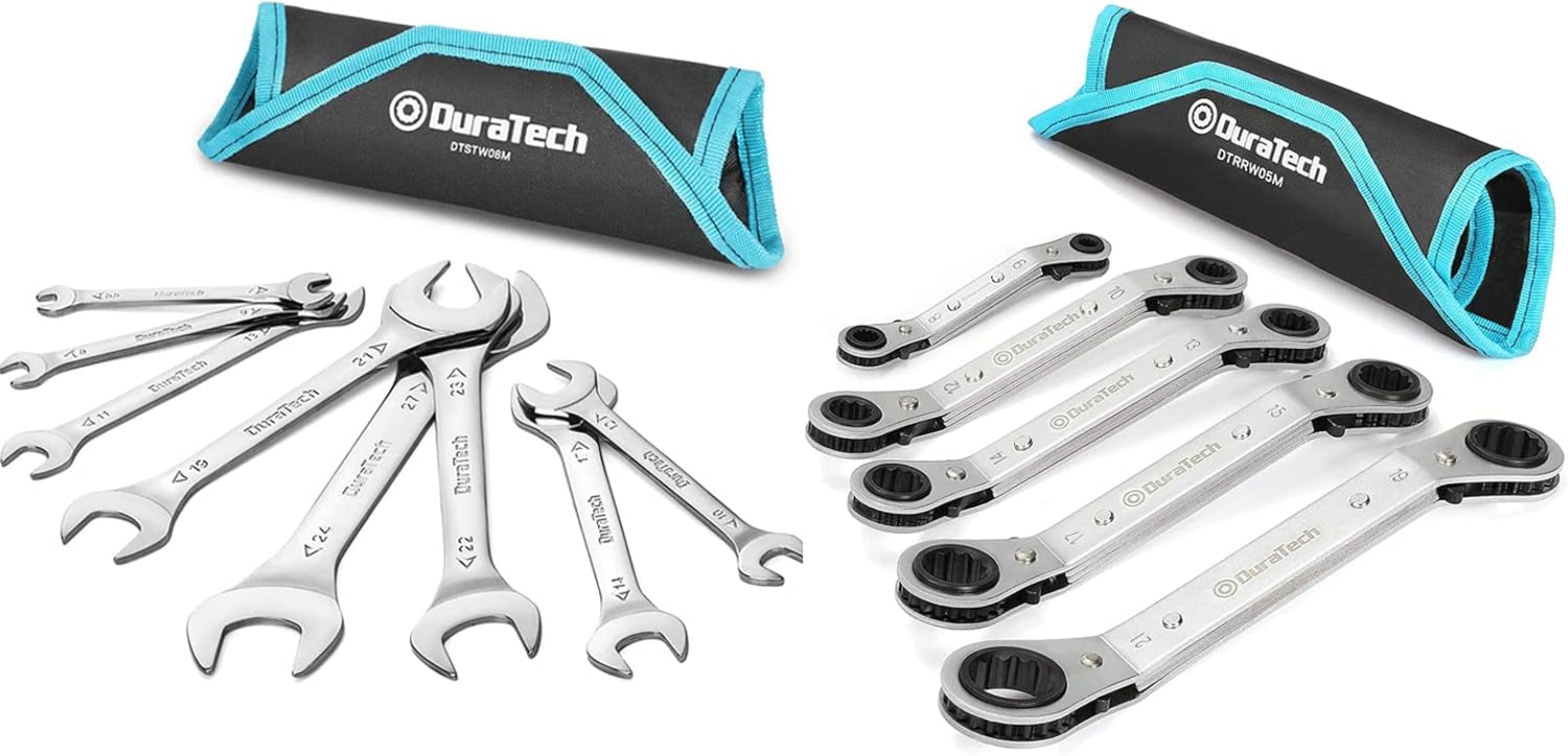 DURATECH SuperThin Open End Wrench Set, Metric, 8Piece & 5 Pc Double