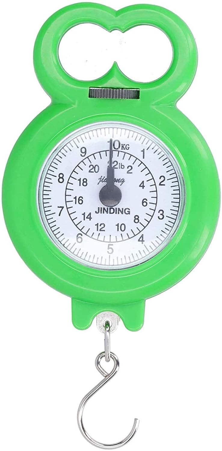Generic 10kg Spring Scale Portable Min Pointer Hook Hanging Concealed Hook for Fishing Shopping Weighing Fishing Scale Weighing Tool Easy Carry Use(Green)