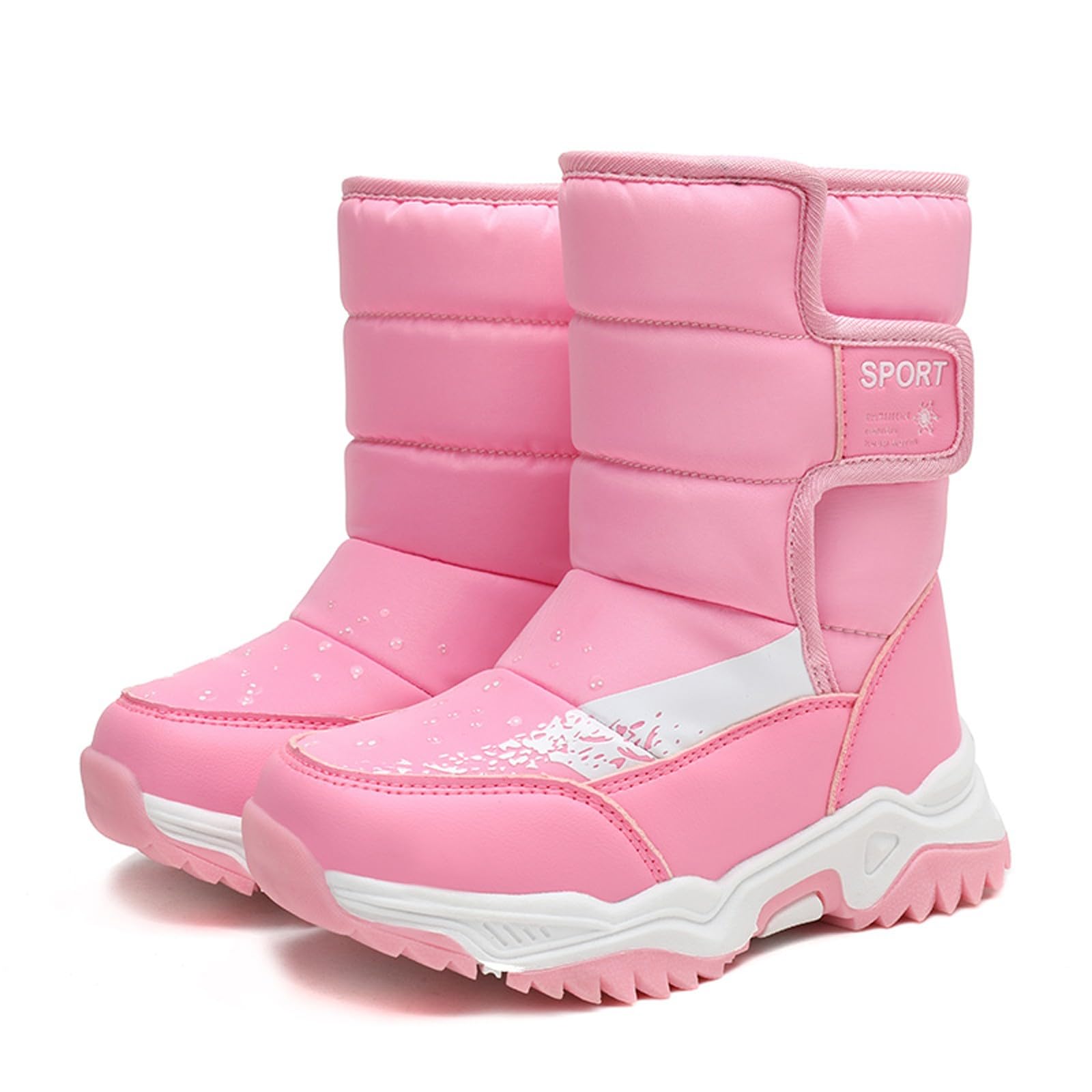 Botas niños fácil Poner Zapatos para niños Botas de Nieve Botas de Exterior para niñas y niños Botas cálidas Antideslizantes Botas de Nieve (35 Big Kids)