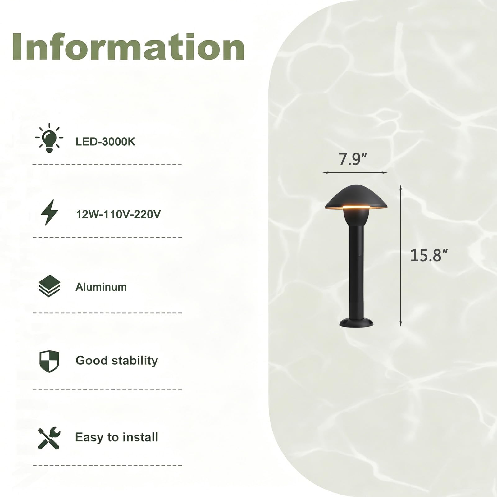 Baliza LED para Exteriores, Resistente al Agua IP65, Luces Modernas para Caminos de jardín, césped, Patio, Entrada de vehículos, iluminación Lateral Exterior de Aluminio.
