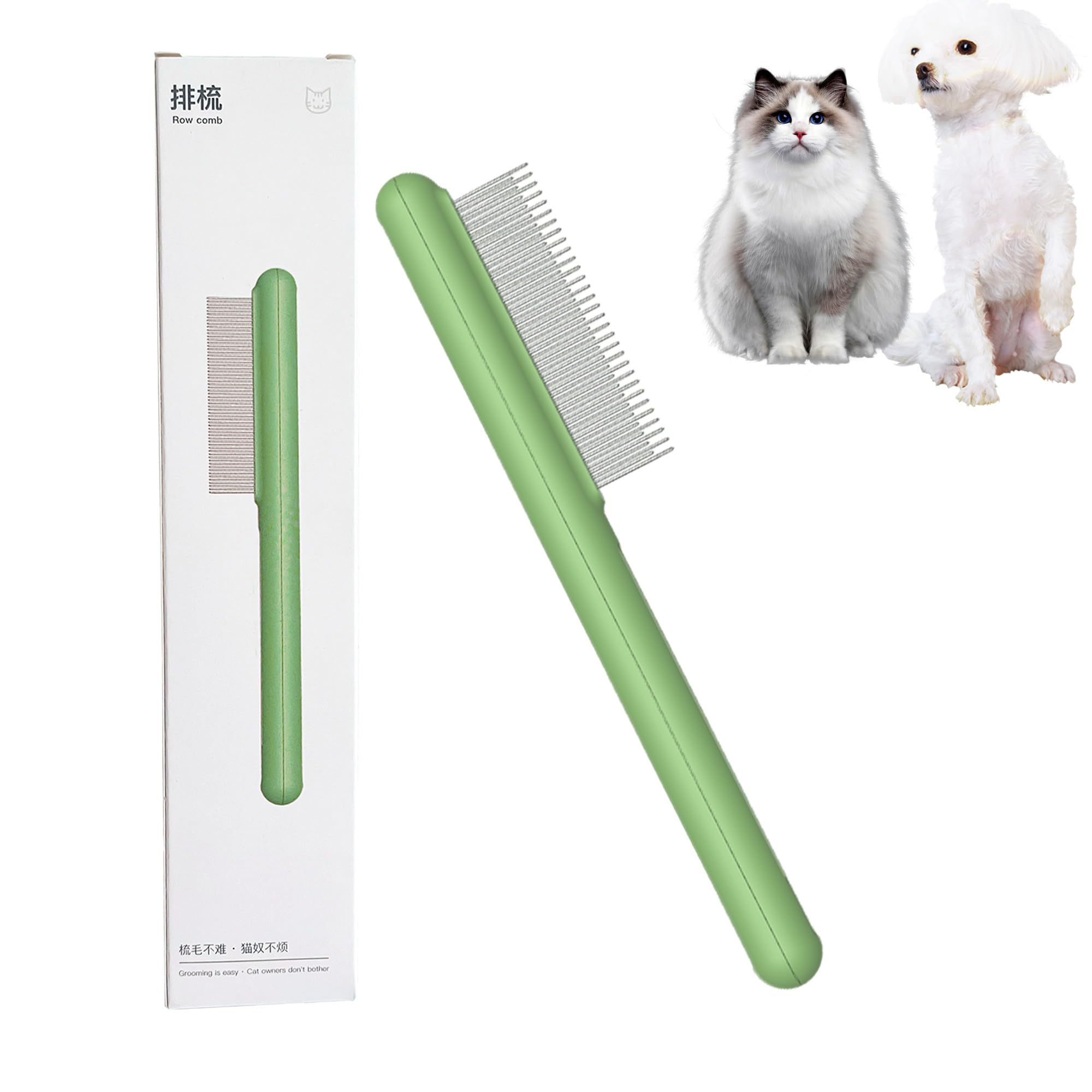 Small Dog Grooming Brush,Puppy Hair Brush for Shedding Tangles Pet Hair Removal Comb Stainless Steel Teeth Flea Comb - Perfect for Shih Tzus,Yorkies,Maltipoos,Maltese,Small Breeds (Long & short teeth)