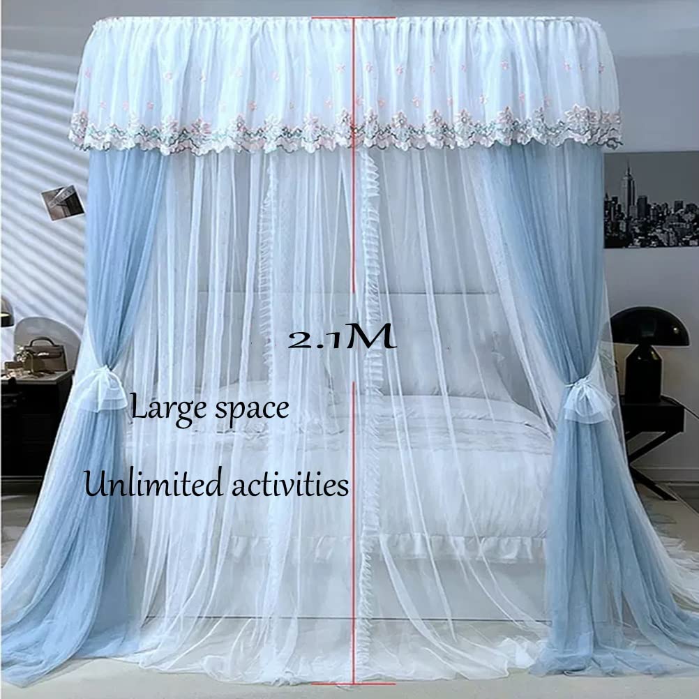 Luxuriöses Doppelbetthimmel Moskitonetz mit U-förmiger Metallhalterung, Rosa, 200 x 220 x 210 cm, Schlafzimmer, dekorativer Bettvorhang, gelb, 120 x 200 x 210 cm