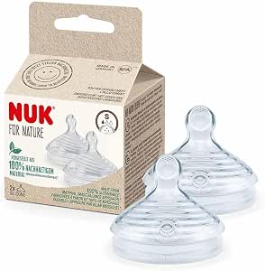 NUK For Nature Silicone Teats S 2 Units Slow Flow Teat Feeding Bottle
