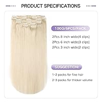 Vista 2 de Sindra Extensiones de cabello humano real con pinzas, 18 pulgadas, extensiones de cabello humano real Remy lacio para mujer, 4.23 oz, 6