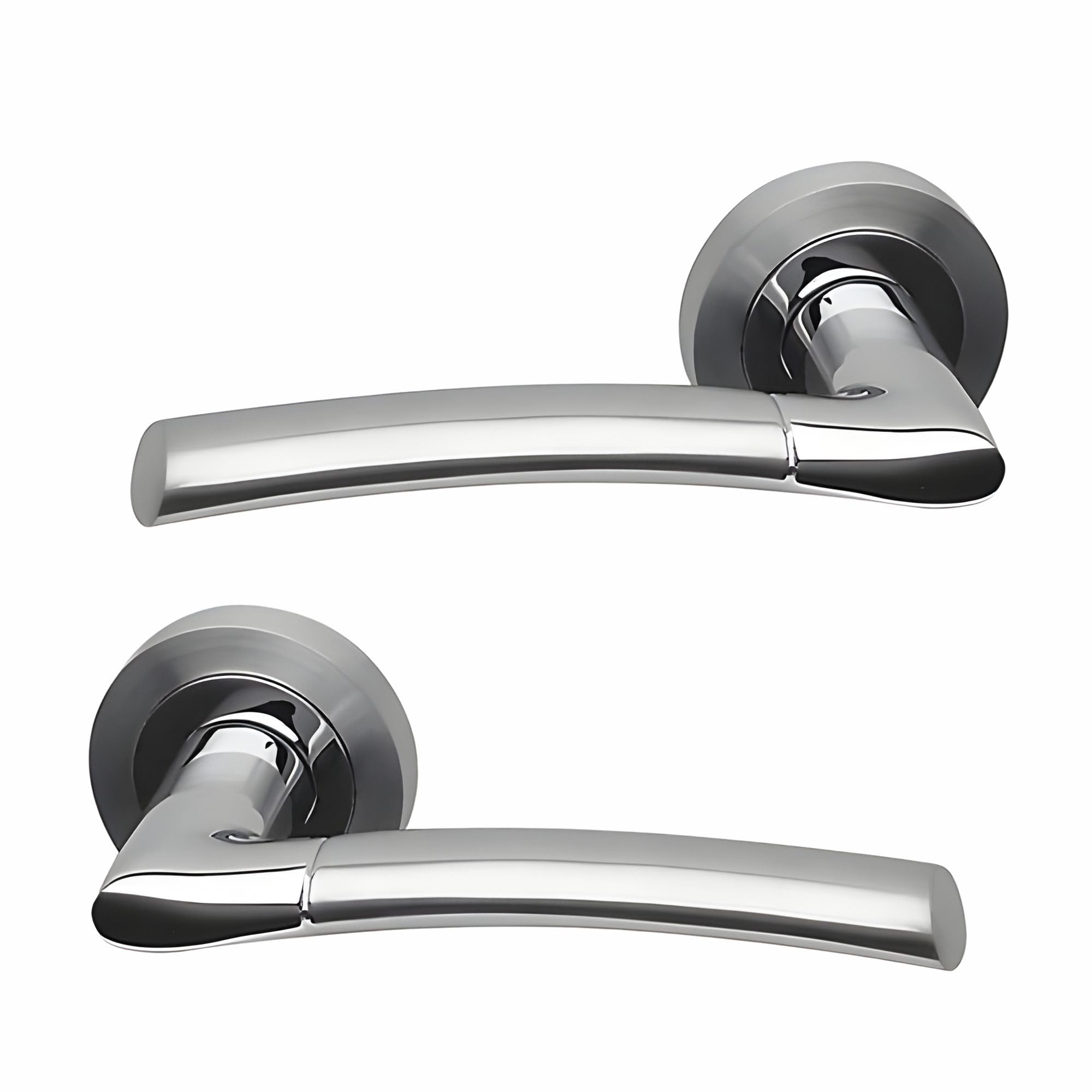UAP Falcon Internal Door Handles On Round Rose, Satin Chrome Lift & Lock Lever Handles for Interior Wooden Doors, Keyless Pair