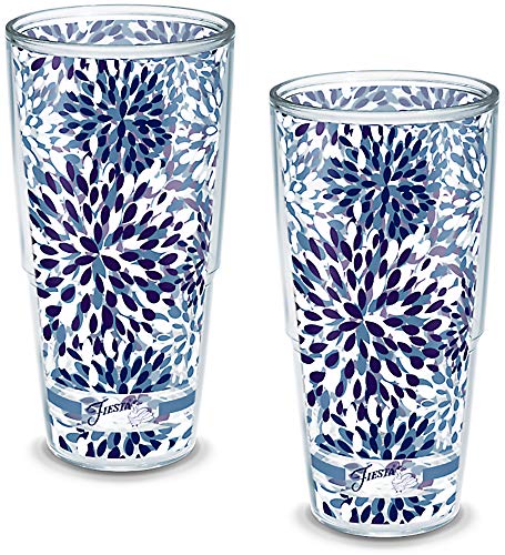 Tervis Plastic Made in USA Double Walled Fiesta Insulated Tumbler Cup Keeps Drinks Cold & Hot, 24oz - 2pk, Lapis Calypso