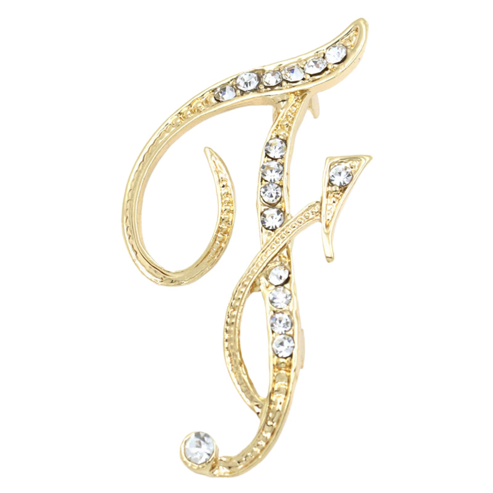 Spilla Con Iniziale A-Z In Oro E Strass Trasparenti – Elegante Accessorio Donna, Regalo In Sacchetto Di Velluto - 3
