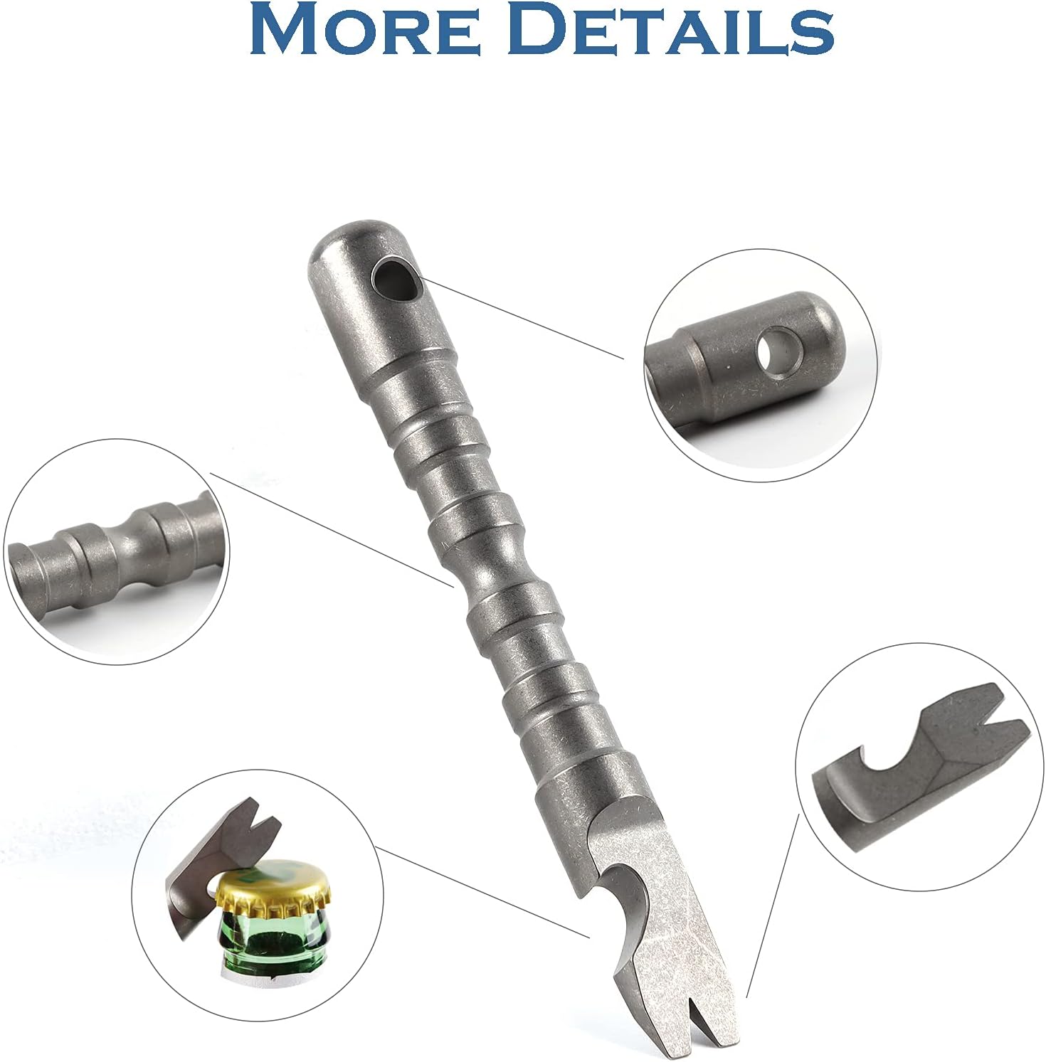 Titanium Alloy EDC Pry Bar with Bottle Opener Screwdriver Function Multi Tool (Grey)