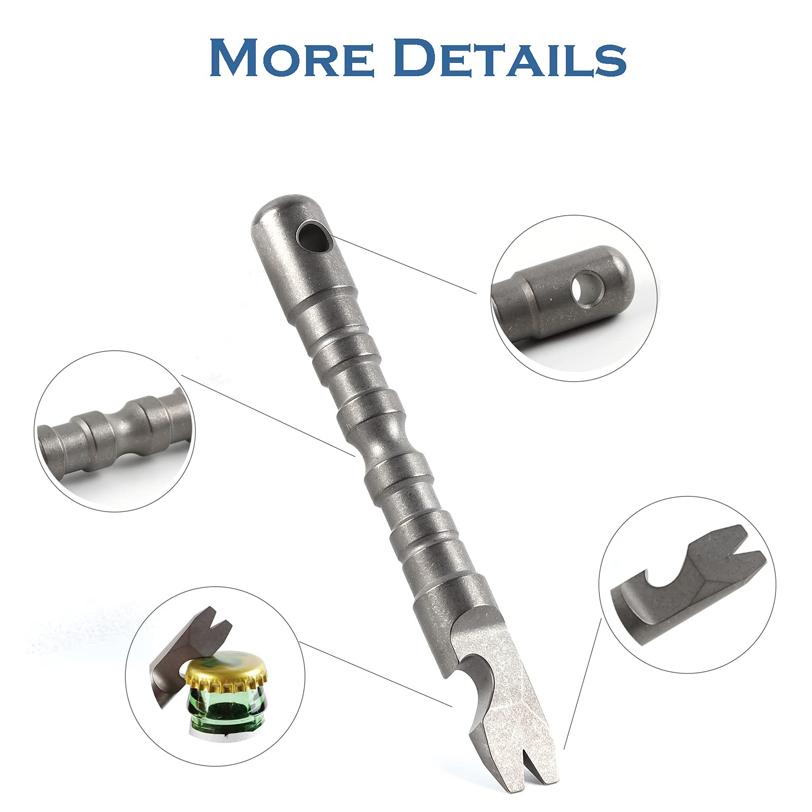 Hamans Titanium Alloy Pry Bar with Bottle Opener Screwdriver Function Multi Tool (Grey), Multi,grey - Image 4