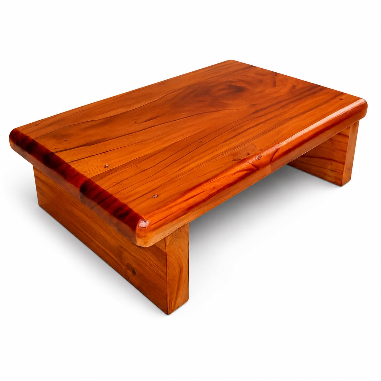 Teak Wood Patta, Handcrafted Wooden Pooja Chowki, Meditation Asana Stool, Temple Platform, 12x8x6 Inch-image-49