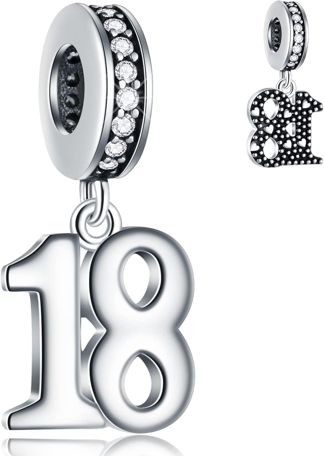 GLOWDAS 10 to 25 28 30 31 33 35 36 40 45 50 55 60 65 70 75 80 Birthday Charms, fits European Anniversary Bracelet/Necklace, 925 Sterling Silver Number Pendant Beads, Gifts for Lover/Family/Friends
