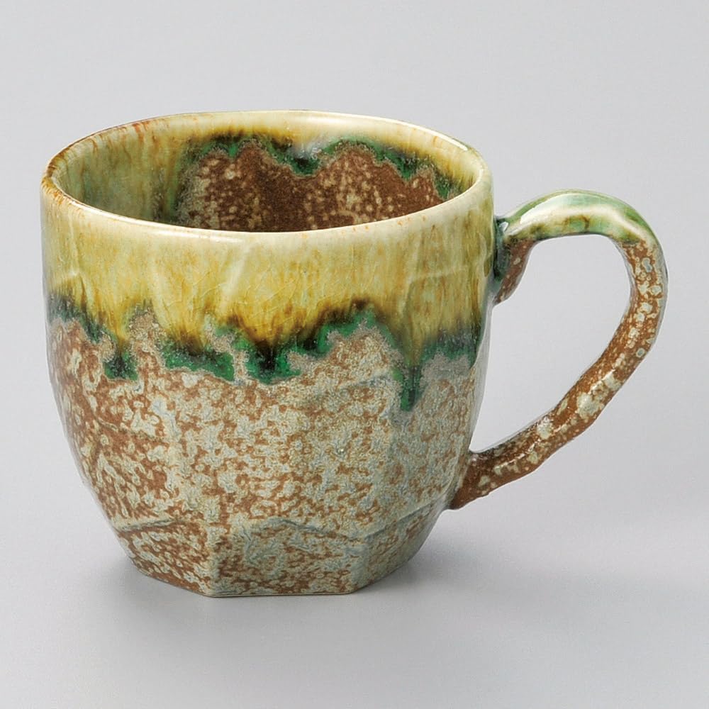Yamashita Kogei 109750 Mino Ware Oribe Nagashi Mug, 3.4 x 3.1 inches (8.6 x 8 cm), 290cc