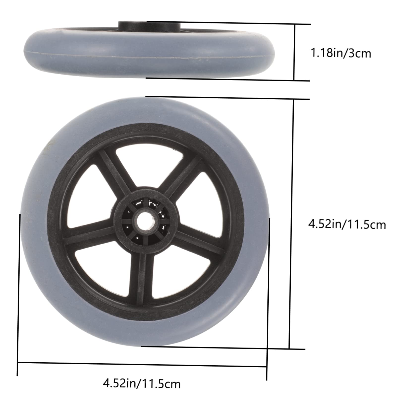 HOODANCOS 2pcs Replacement Wheels for Front Wheelchair Parts Small 5 Inch Pvc Metal Smooth Quiet