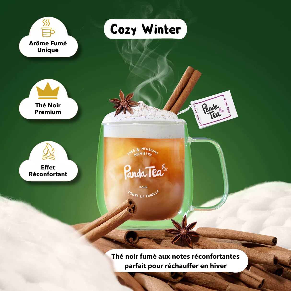Panda tea - Calendrier de l’Avent Thés et Infusions pour Noël - Coffret Cadeau thé et infusions - Assortiment de 24 sachets Mousselines - Idées Cadeaux Femme & Homme