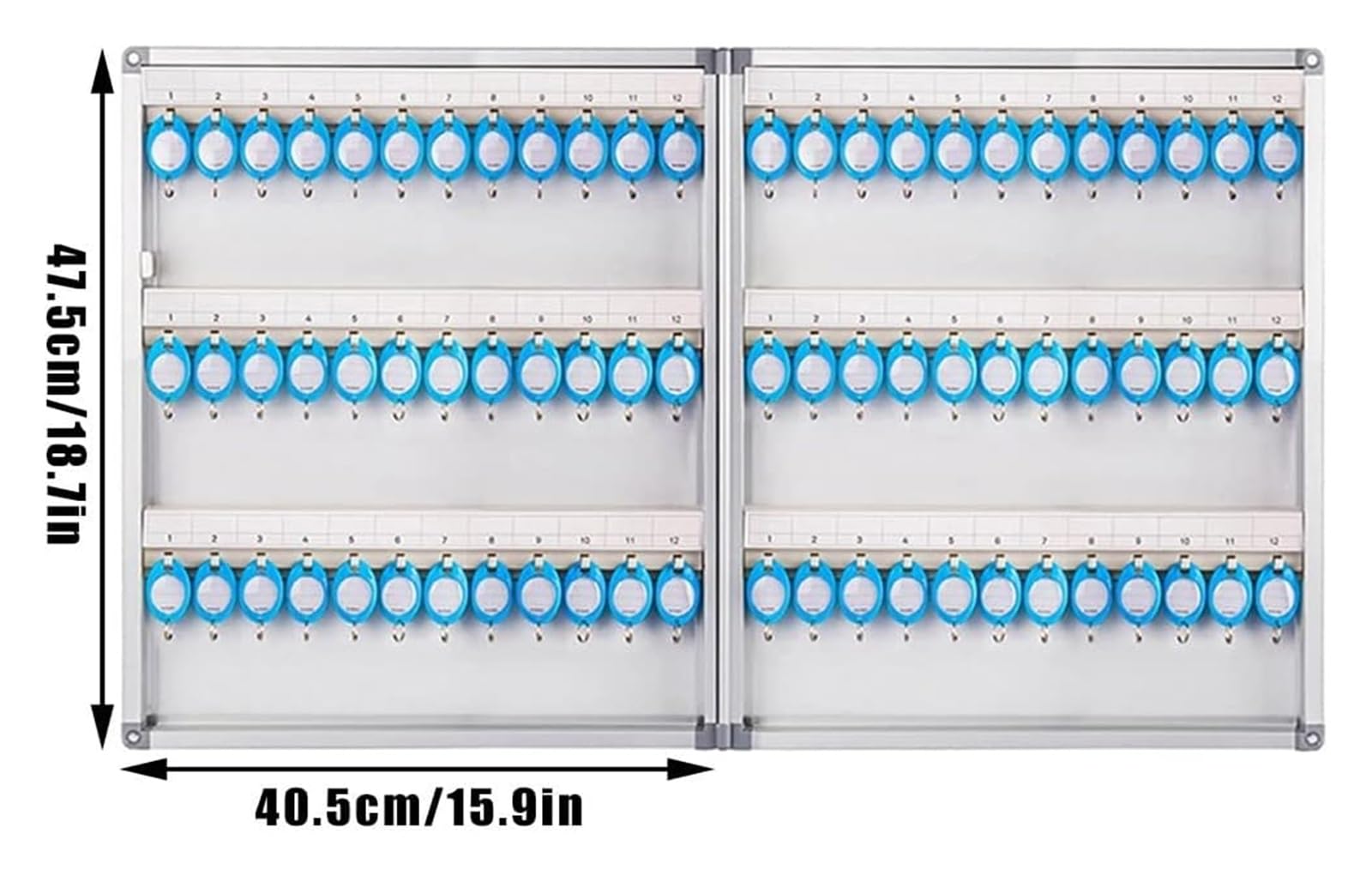 Armoire à clés murale avec serrure en alliage d'aluminium, 72 crochets et étiquettes, rangement sécurisé pour clés pour maison/bureau, multifonction