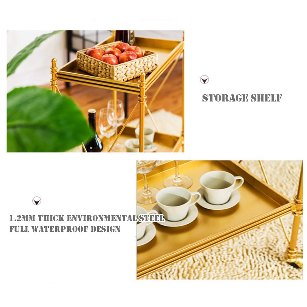 SYTH Carro de Cocina,Barra de Servicio de Comedor,Carrito de té,Estante de Almacenamiento de Equipo rodante,carros de Servicio de 2 Niveles,para la decoración de la Sala de Estar