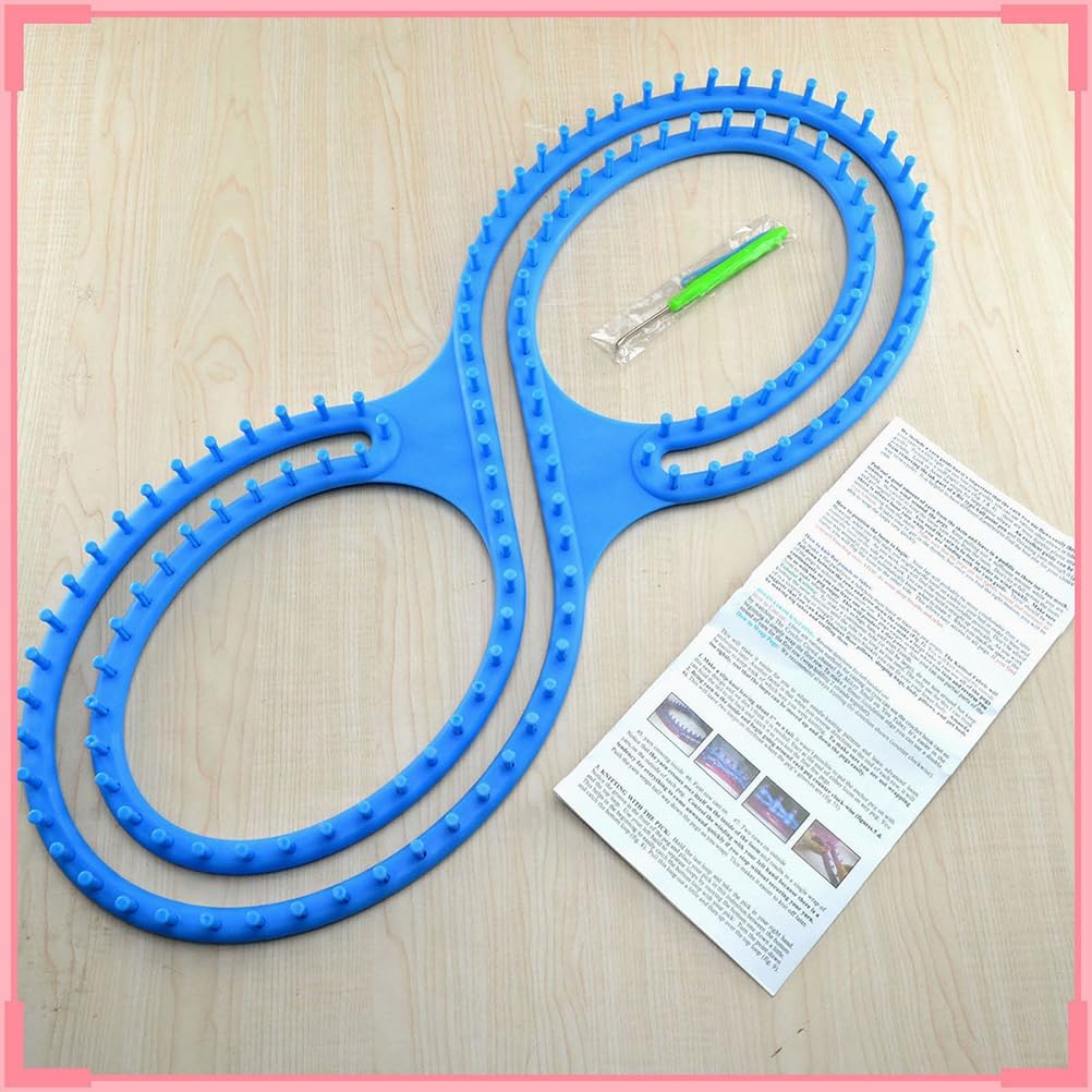 HEALLILY Afghan Loom Knitting Board 8 Shaped Weave Loom Kit with 3pcs Accessories for DIY Wool Hat Sweater (Blue)
