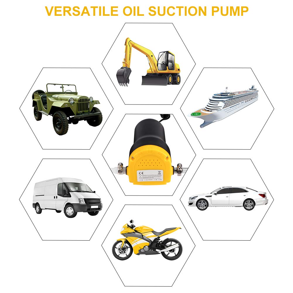 Haofy Pompa Aspirazione Olio, Pompa Estrazione Olio 12V 60W, Pompa Olio Fluido Estrattore Aspirazione Pompa Trasferimento Olio Pompa Cambio Olio 250L/Ora per Auto Barca Moto