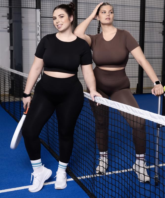 LEELA LAB, Leggings Push-Up Donna Curvy, Effetto Modellante, Elasticizzati, Ideali per Fitness, Yoga e Look Sportivi, con Tecnologia Seamless, Made in Italy