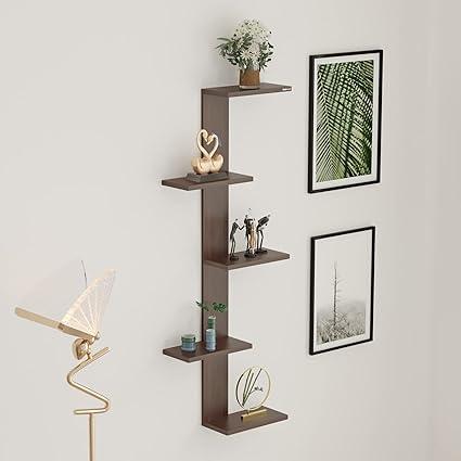 BLUEWUD Alaire Engineered Wood Decor Floating Shelf Display Rack Decorative Hall D?cor for Living Room Home Furniture (Wenge)