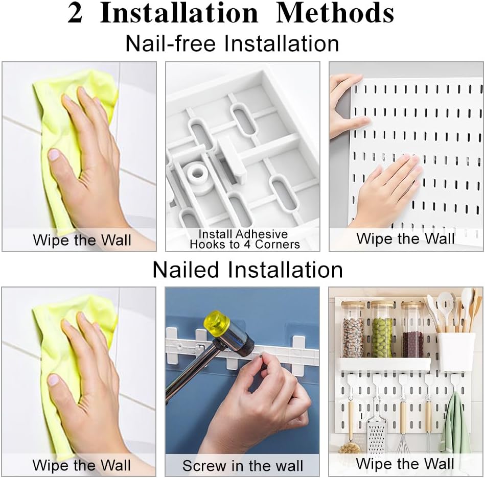 13pcs White Pegboard Organizer, Wall Mount Display Storage Board | Mixed Accessories Set, Kitchen Office Garage Workshop Bedroom Use, Versatile Crafts Tools