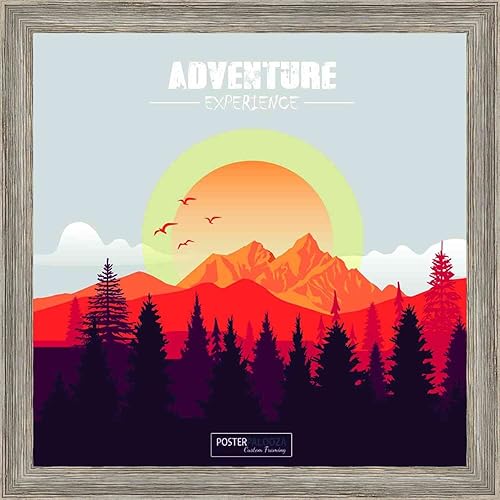 Miniatura 6 de Poster Palooza Marco cuadrado de 16 x 16 pulgadas de madera gris con contraste envejecido, marco de fotos incluye acrílico UV, respaldo y accesorios