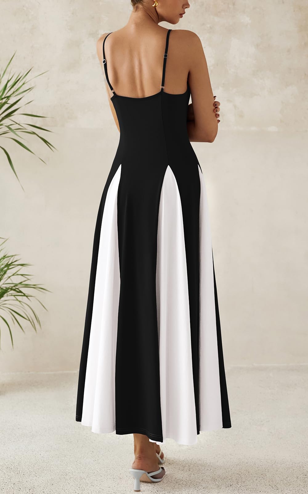PRETTYGARDEN Abiti estivi senza schienale con spalline sottili per le donne 2025 Maxi abiti fluidi senza maniche Abito da sposa