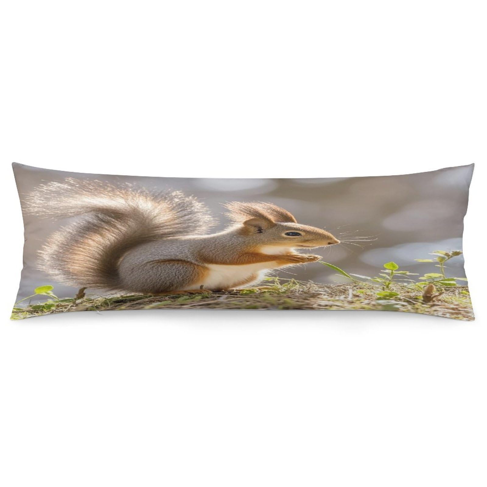 Squirrel Animal Pillowcase Long Body Pillow Cover Soft Decorative Body Pillow Case Breathable Large Pillowcase Cute Cozy Pillow Protector for Bed Sofa Couch Room 18.9 X 53 Inch