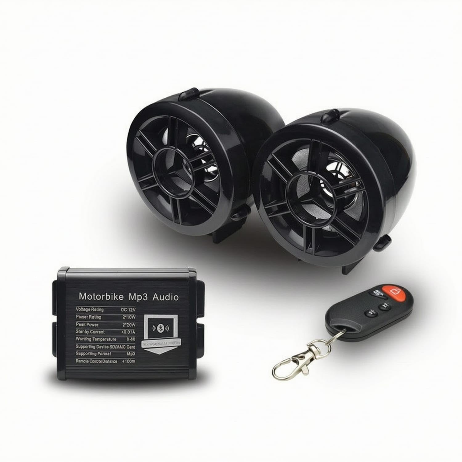 Wired Motorcycle Speakers with Controller Glossy ATV UTV Speakers Compact Motorcycle Audio System for Motorcyclists, Scooter Riders, Commuting, Black-image-43