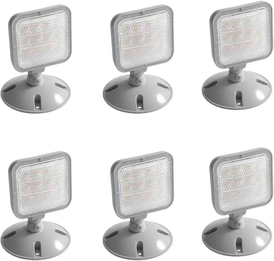 Remote Outdoor Emergency Light Head, Single LED Emergency Lamp, Weatherproof Housing, 3.6V / 9.6V Dual Voltage, 1.7W, UL Listed – for Exit & Emergency Lighting Systems (6 Pack)