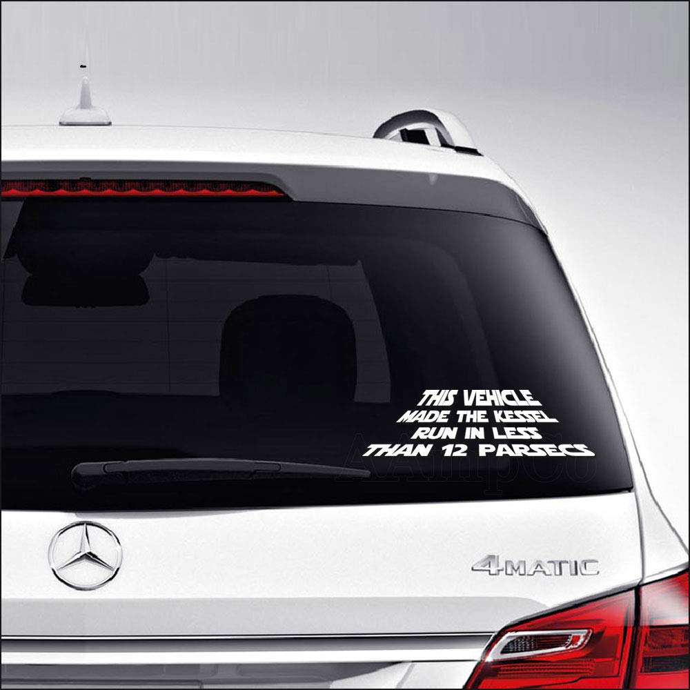 This Vehicle Made The Kessel Run in Less Than 12 Parsecs Funny for Car Truck Motorcycle Windows Bumper Laptop Home Wall Decor Vinyl Sticker Decal Size- [10 inch/25 cm] Wide/Color- Matte Black