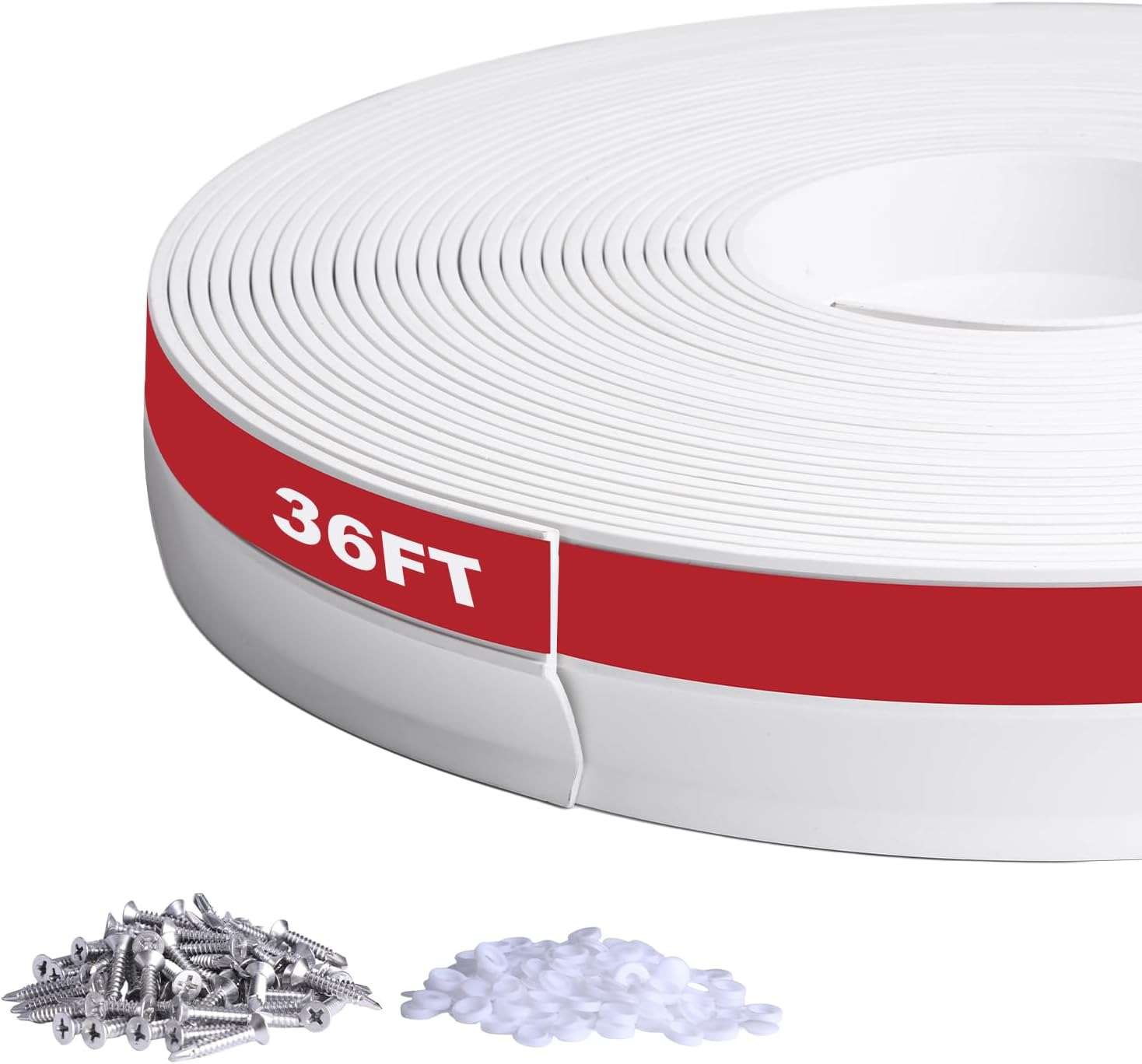 DGSL Garage Door Seal Top and Sides Seal Strip,65Ft Weather Stripping Garage Door Trim Seal Weatherproofing Garage Door Seals with Nails（White）